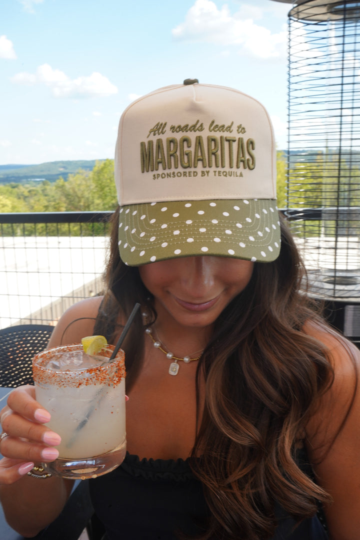 All Roads Lead to Margaritas - Green Polka Dot Trucker Hat