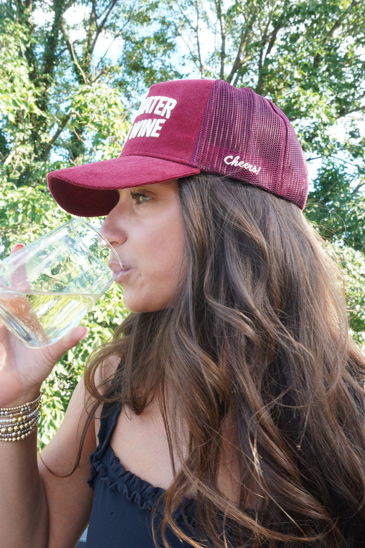 Save Water Drink Wine - Maroon Corduroy Trucker Hat