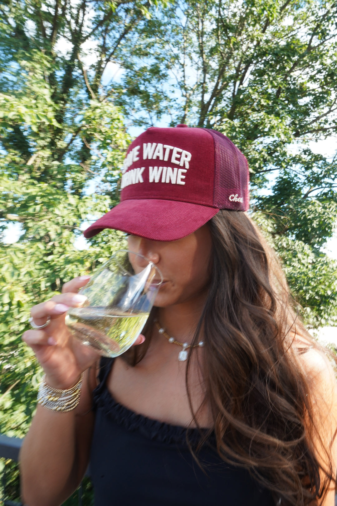 Save Water Drink Wine - Maroon Corduroy Trucker Hat