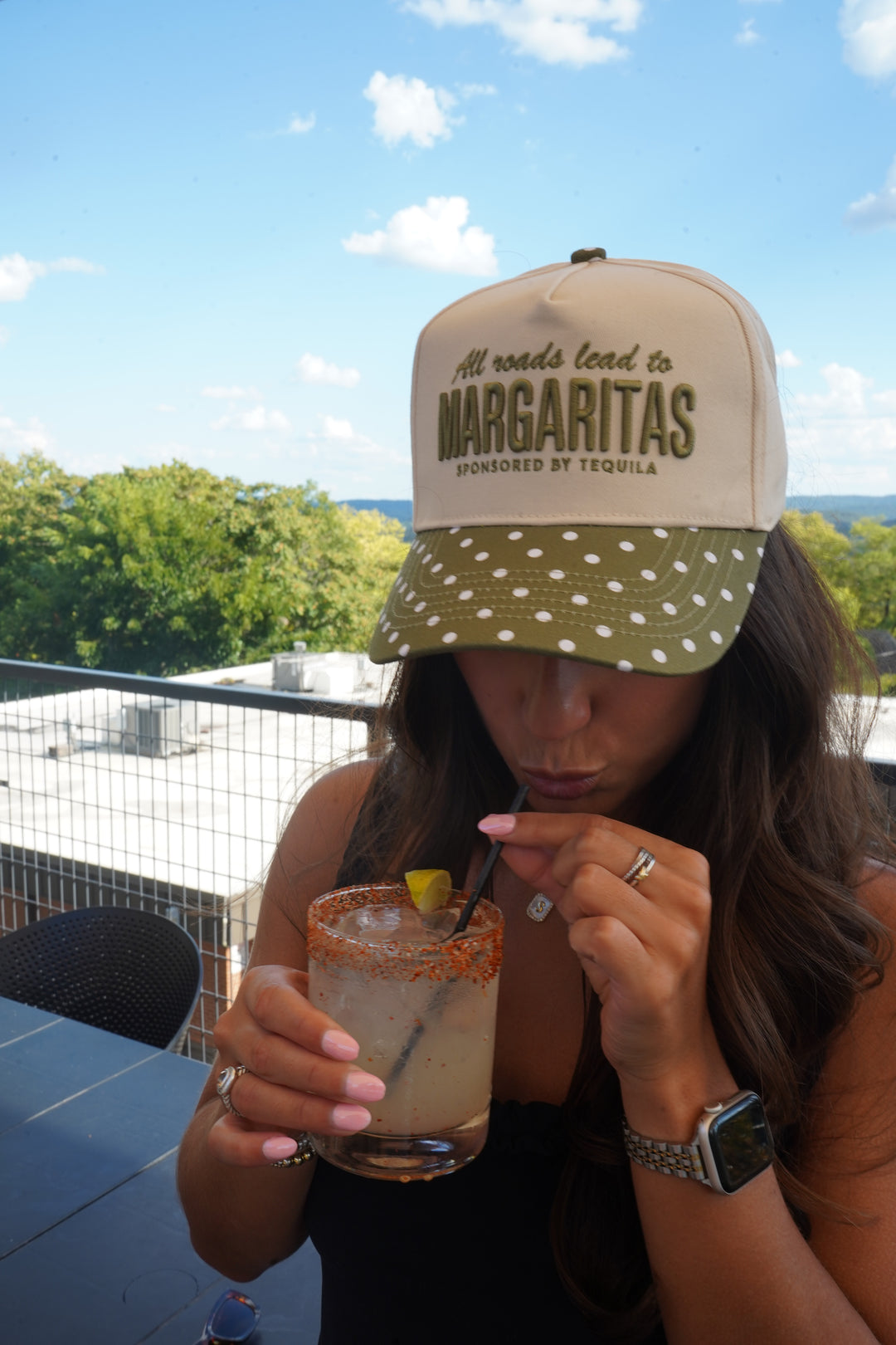 All Roads Lead to Margaritas - Green Polka Dot Trucker Hat