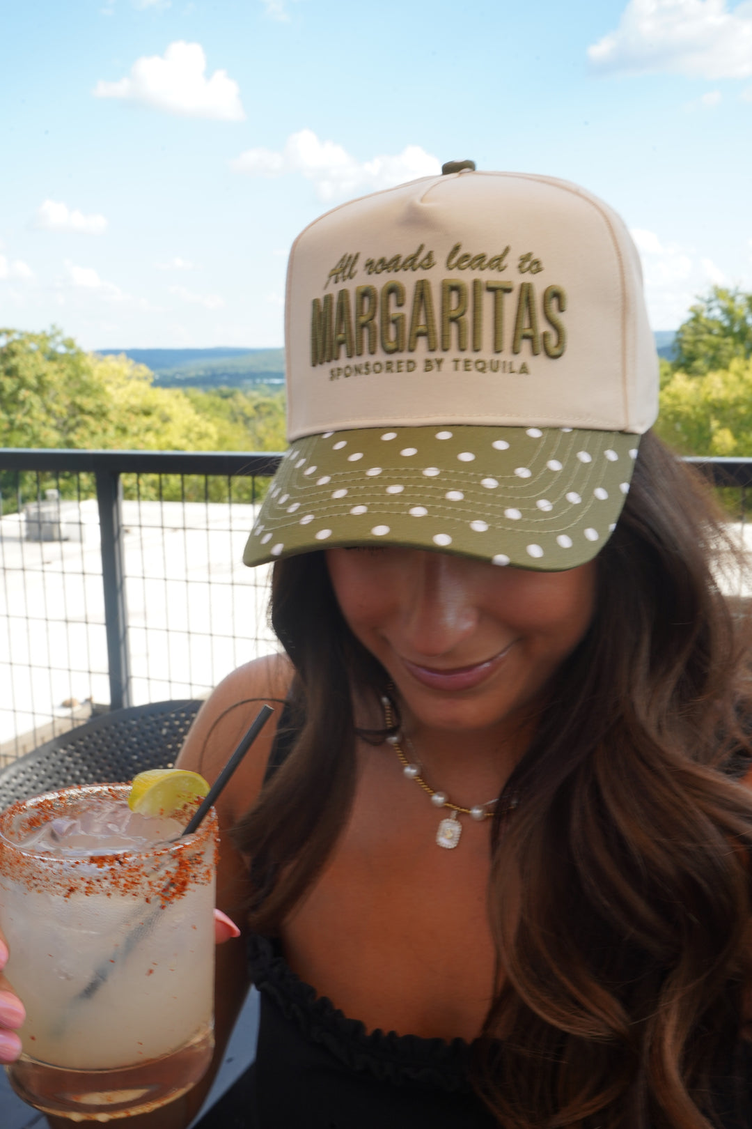 All Roads Lead to Margaritas - Green Polka Dot Trucker Hat