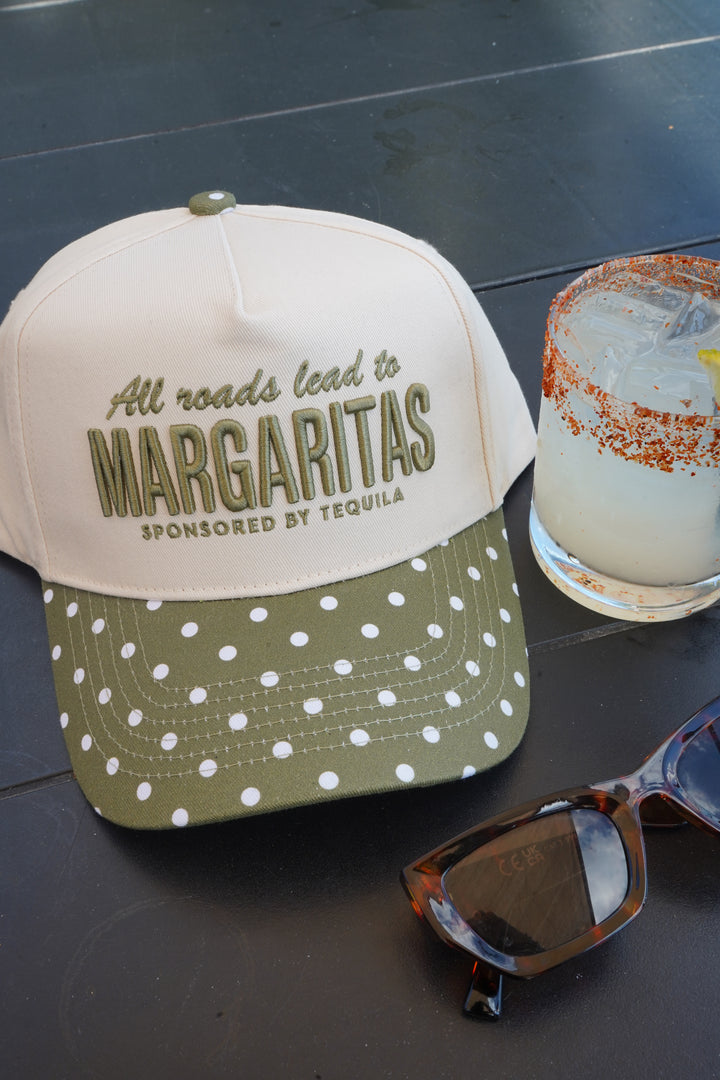 All Roads Lead to Margaritas - Green Polka Dot Trucker Hat