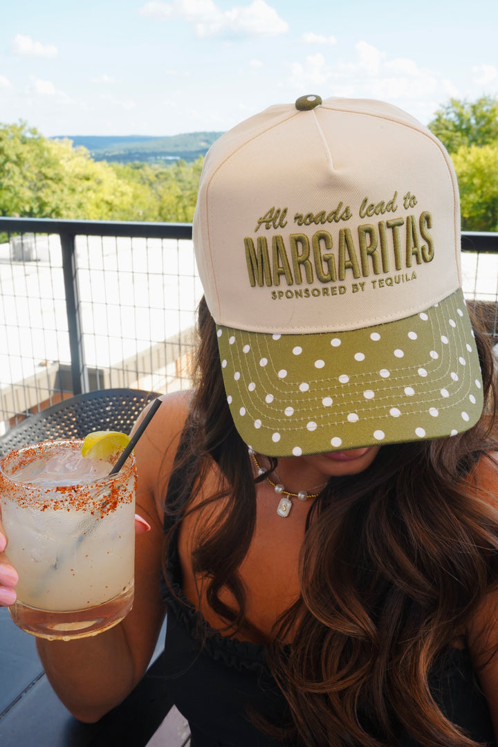All Roads Lead to Margaritas - Green Polka Dot Trucker Hat
