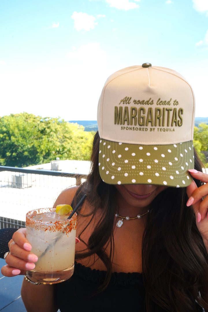 All Roads Lead to Margaritas - Green Polka Dot Trucker Hat
