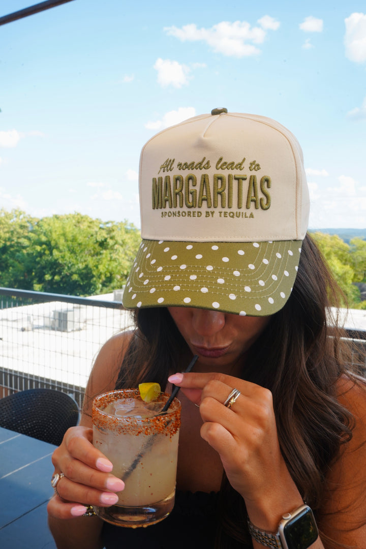 All Roads Lead to Margaritas - Green Polka Dot Trucker Hat