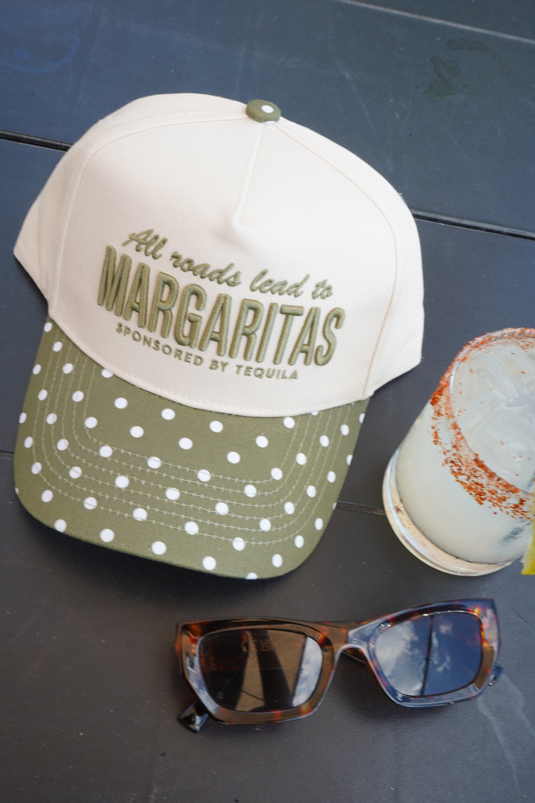 All Roads Lead to Margaritas - Green Polka Dot Trucker Hat