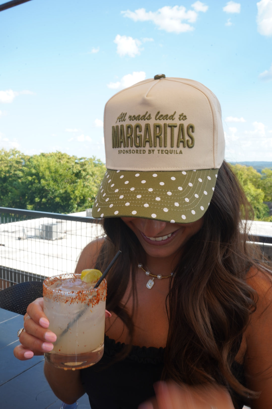 All Roads Lead to Margaritas - Green Polka Dot Trucker Hat
