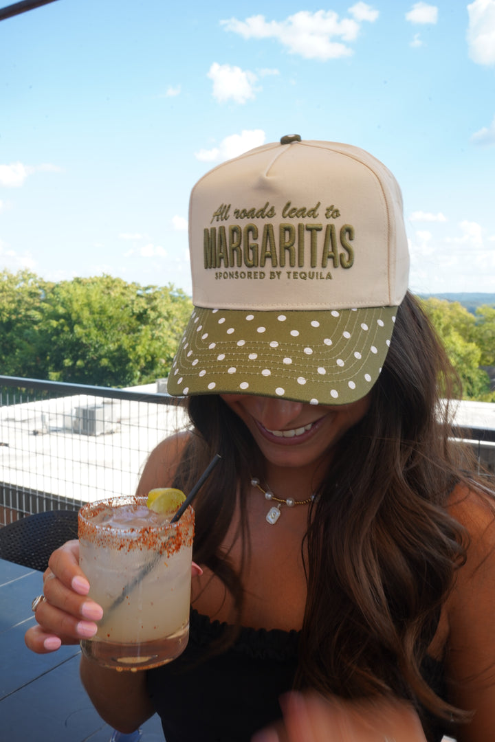 All Roads Lead to Margaritas - Green Polka Dot Trucker Hat
