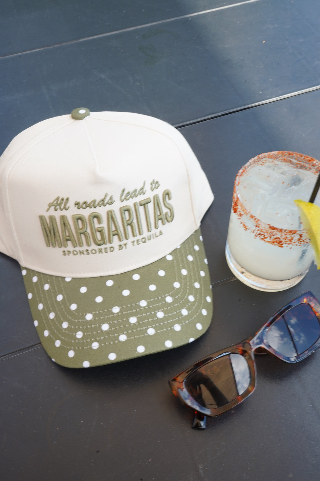 All Roads Lead to Margaritas - Green Polka Dot Trucker Hat