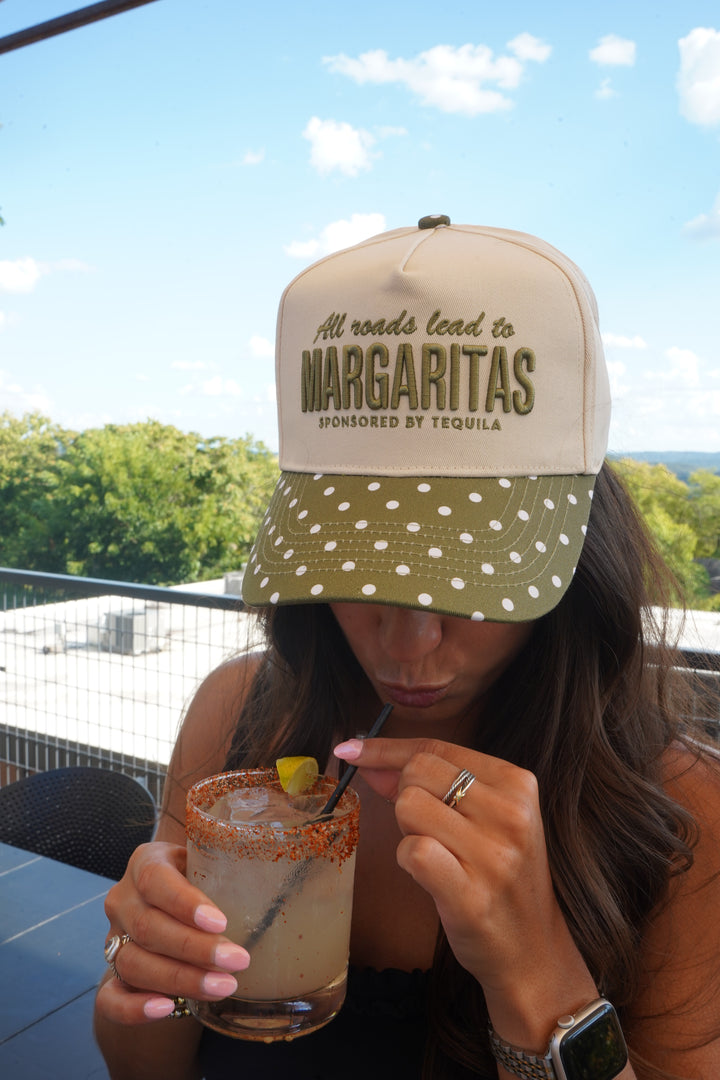All Roads Lead to Margaritas - Green Polka Dot Trucker Hat