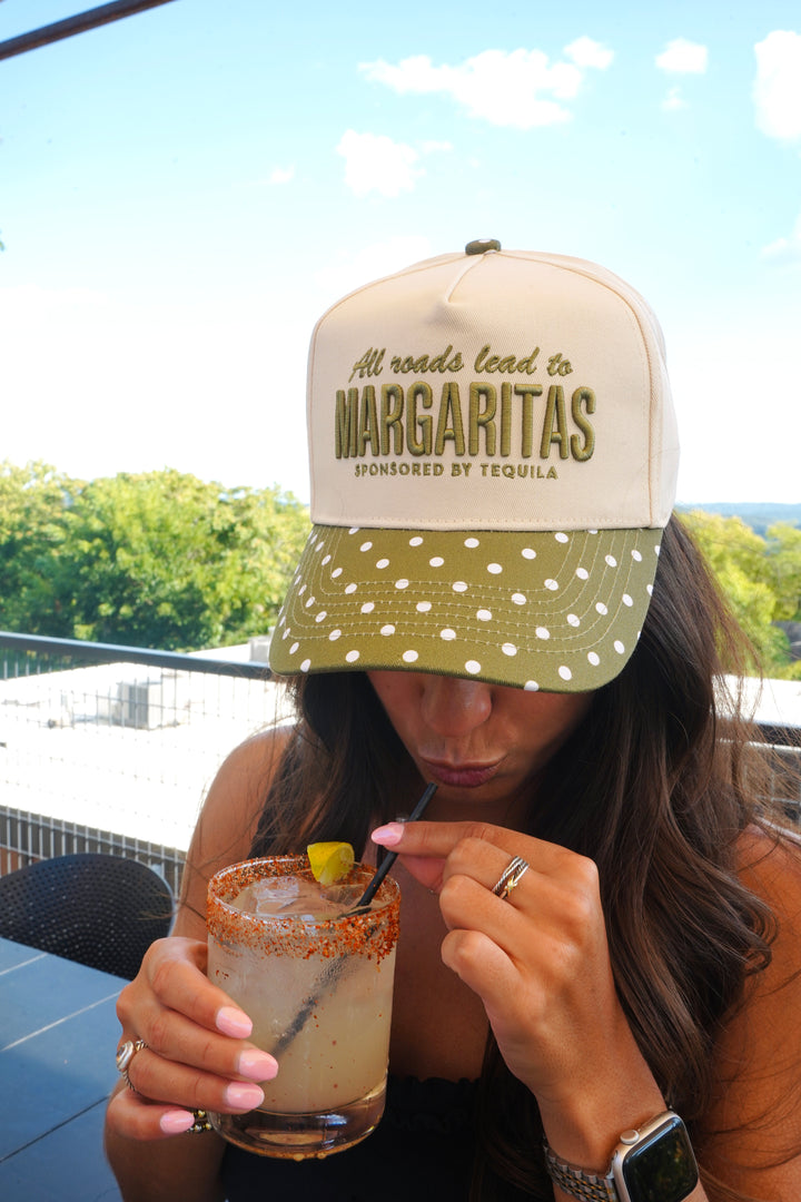 All Roads Lead to Margaritas - Green Polka Dot Trucker Hat
