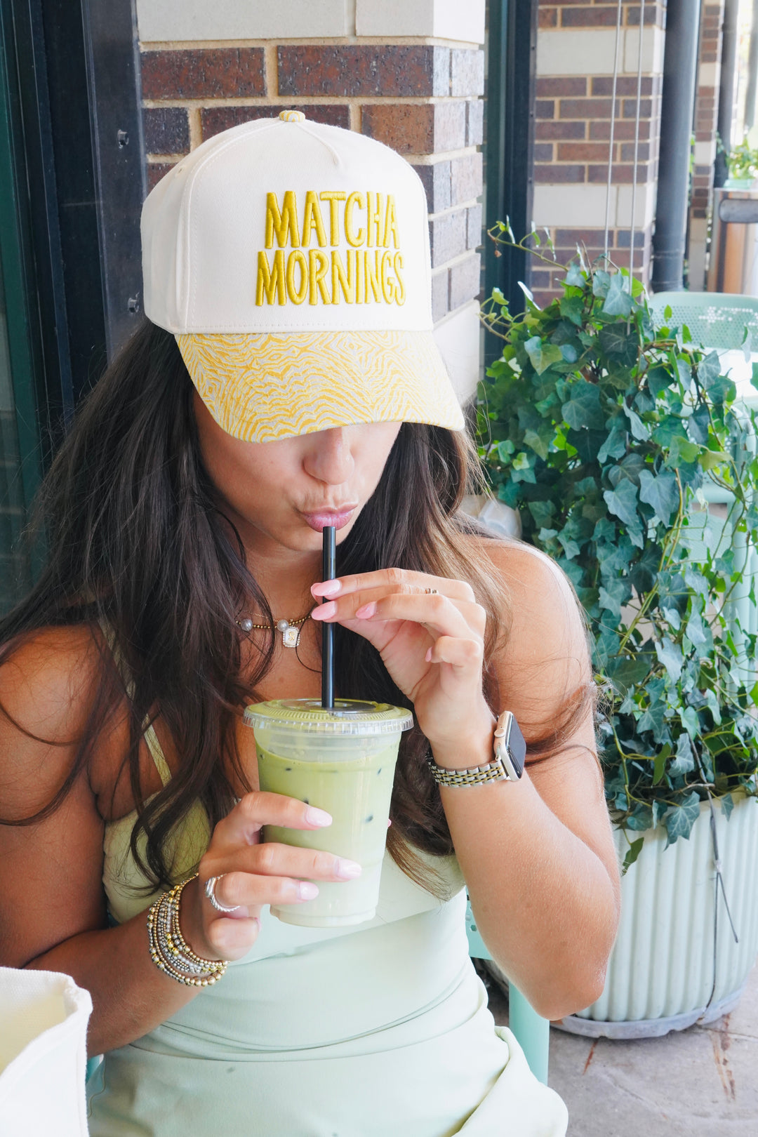Matcha Mornings - Chartreuse Zebra Trucker Hat