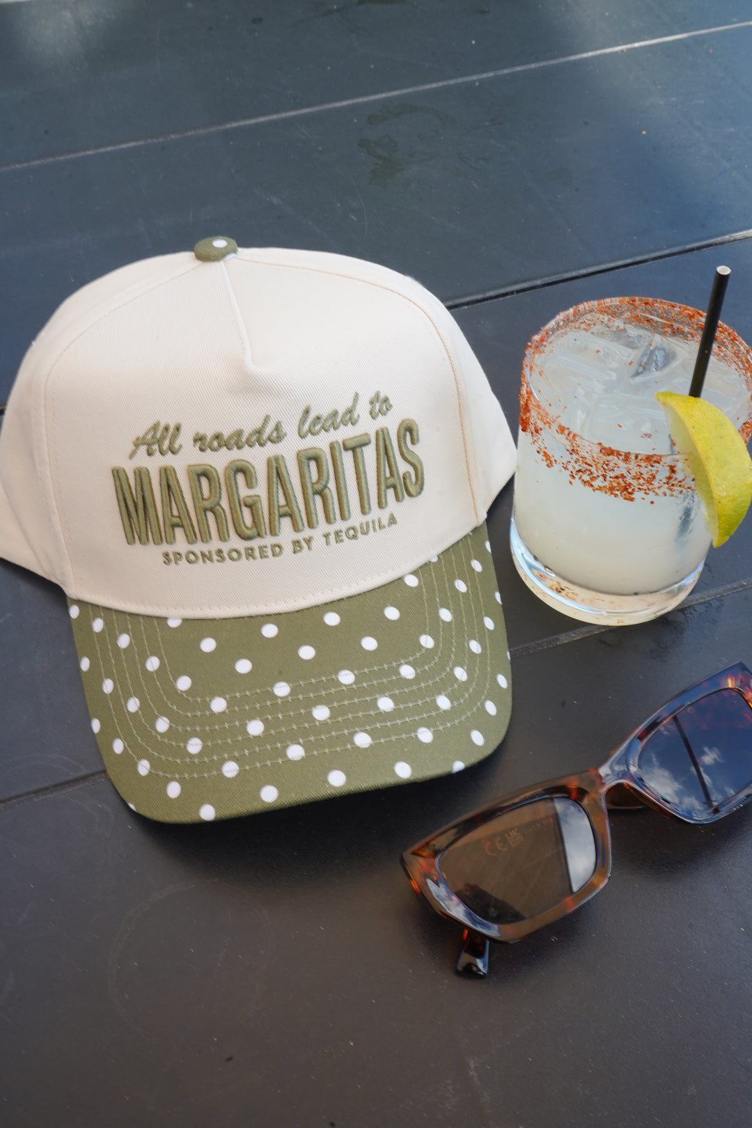 All Roads Lead to Margaritas - Green Polka Dot Trucker Hat