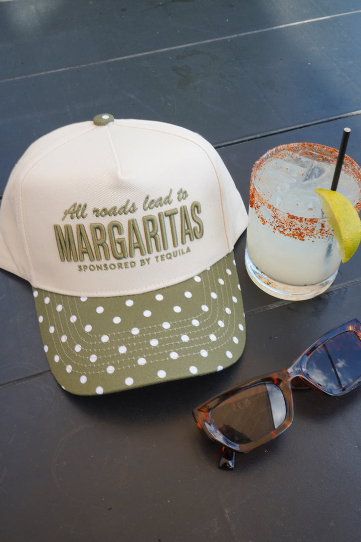 All Roads Lead to Margaritas - Green Polka Dot Trucker Hat