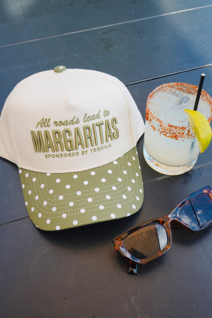 All Roads Lead to Margaritas - Green Polka Dot Trucker Hat
