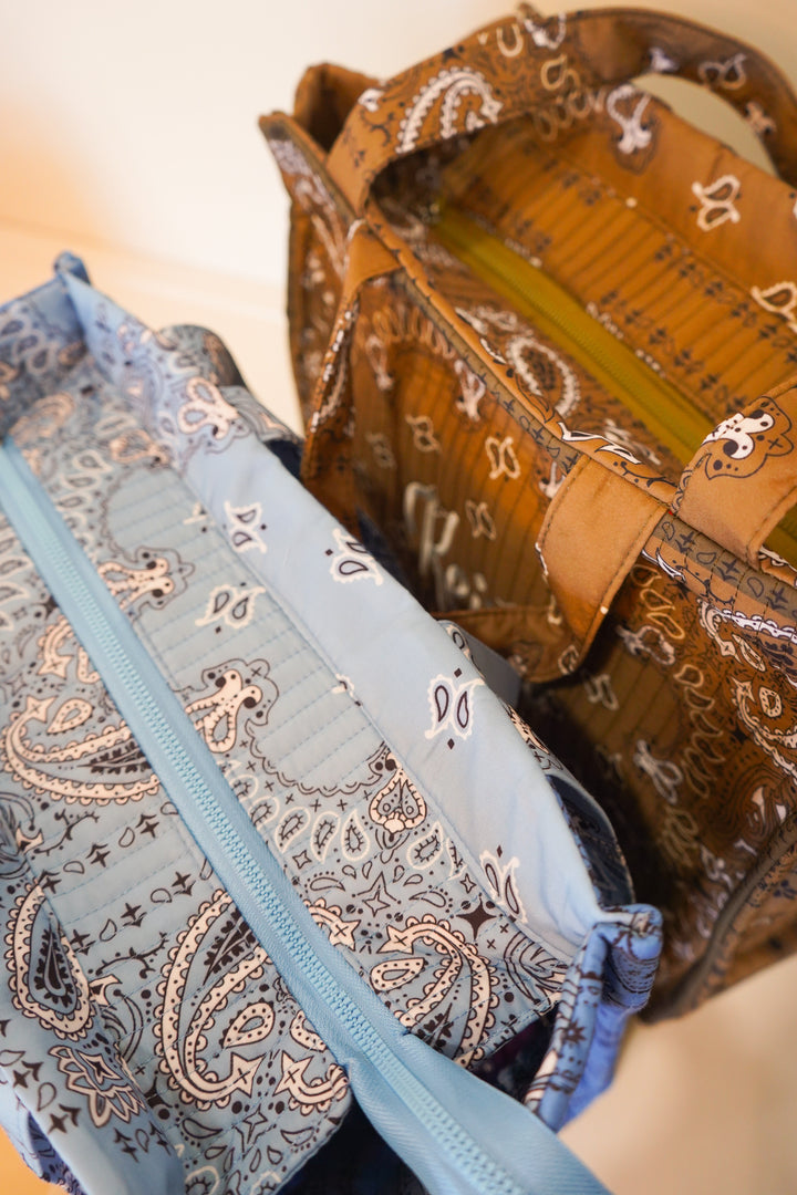 Bandana Paisley Block-Print Quilted Tote Bag