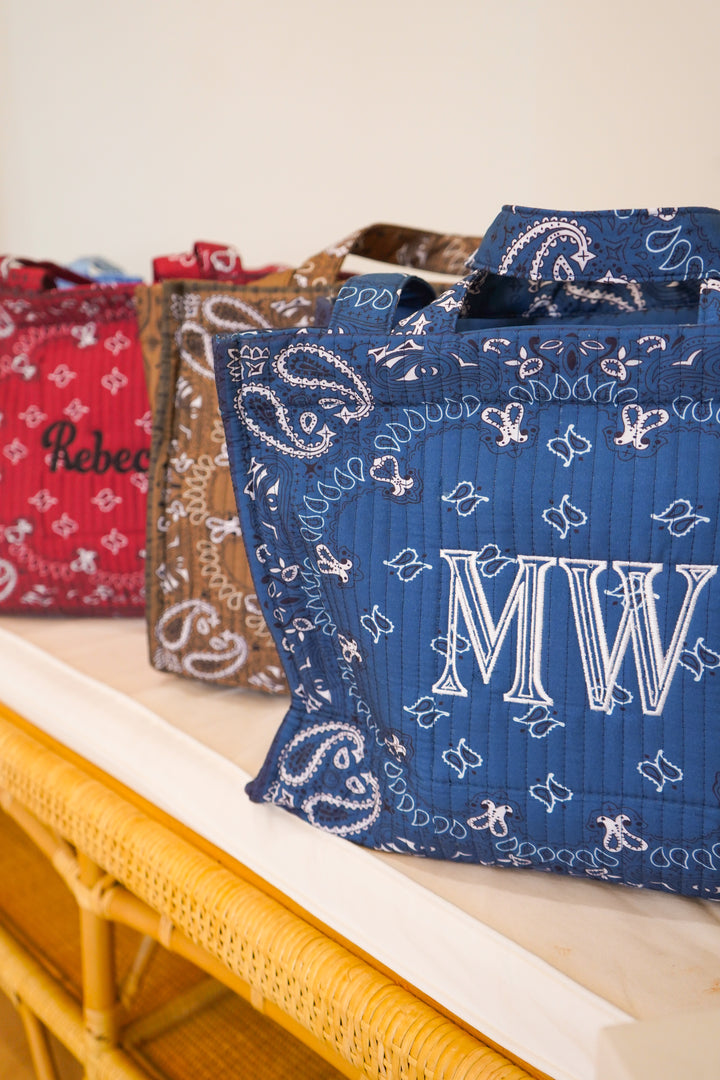 Bandana Paisley Block-Print Quilted Tote Bag