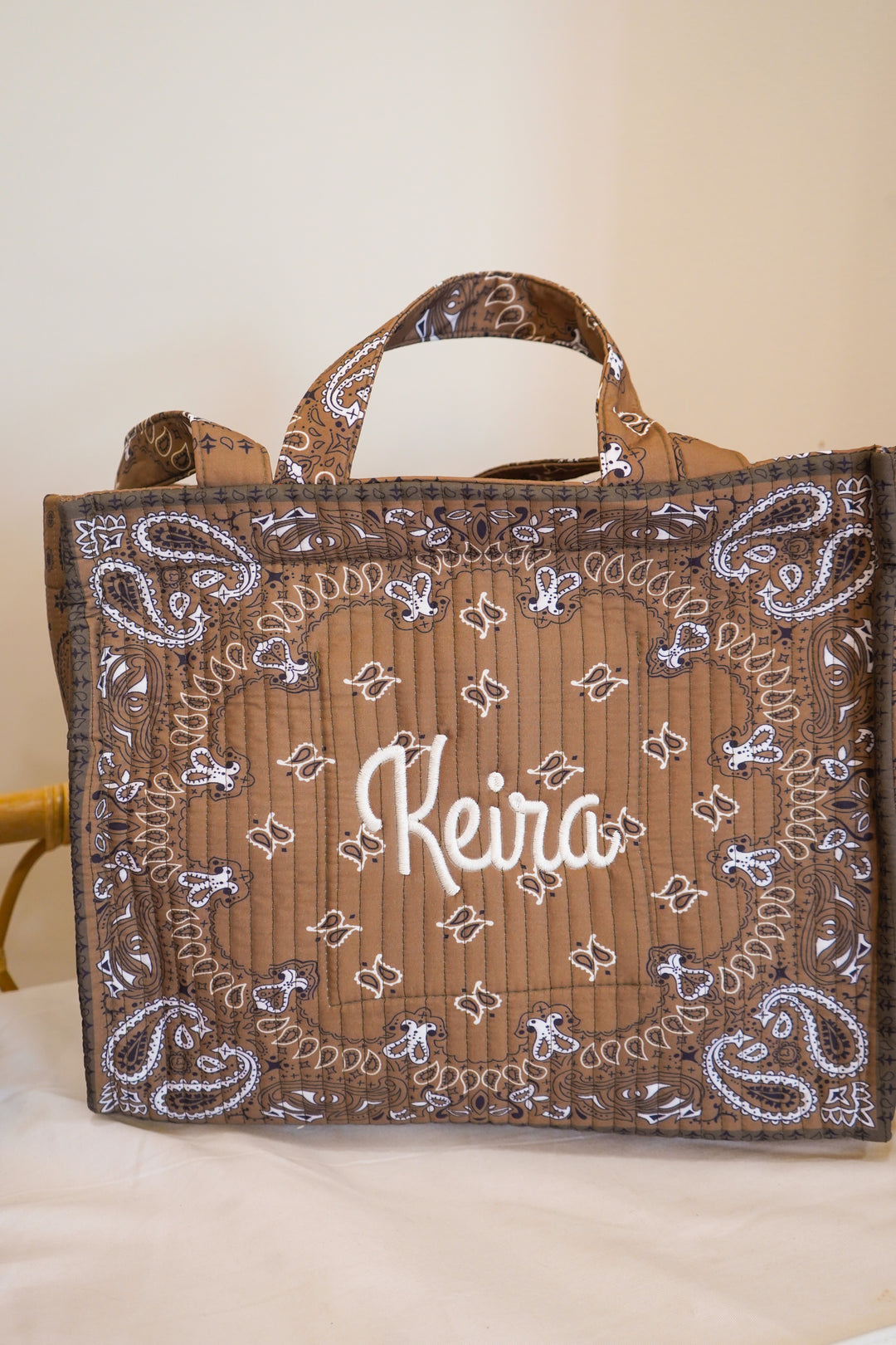 Bandana Paisley Block-Print Quilted Tote Bag