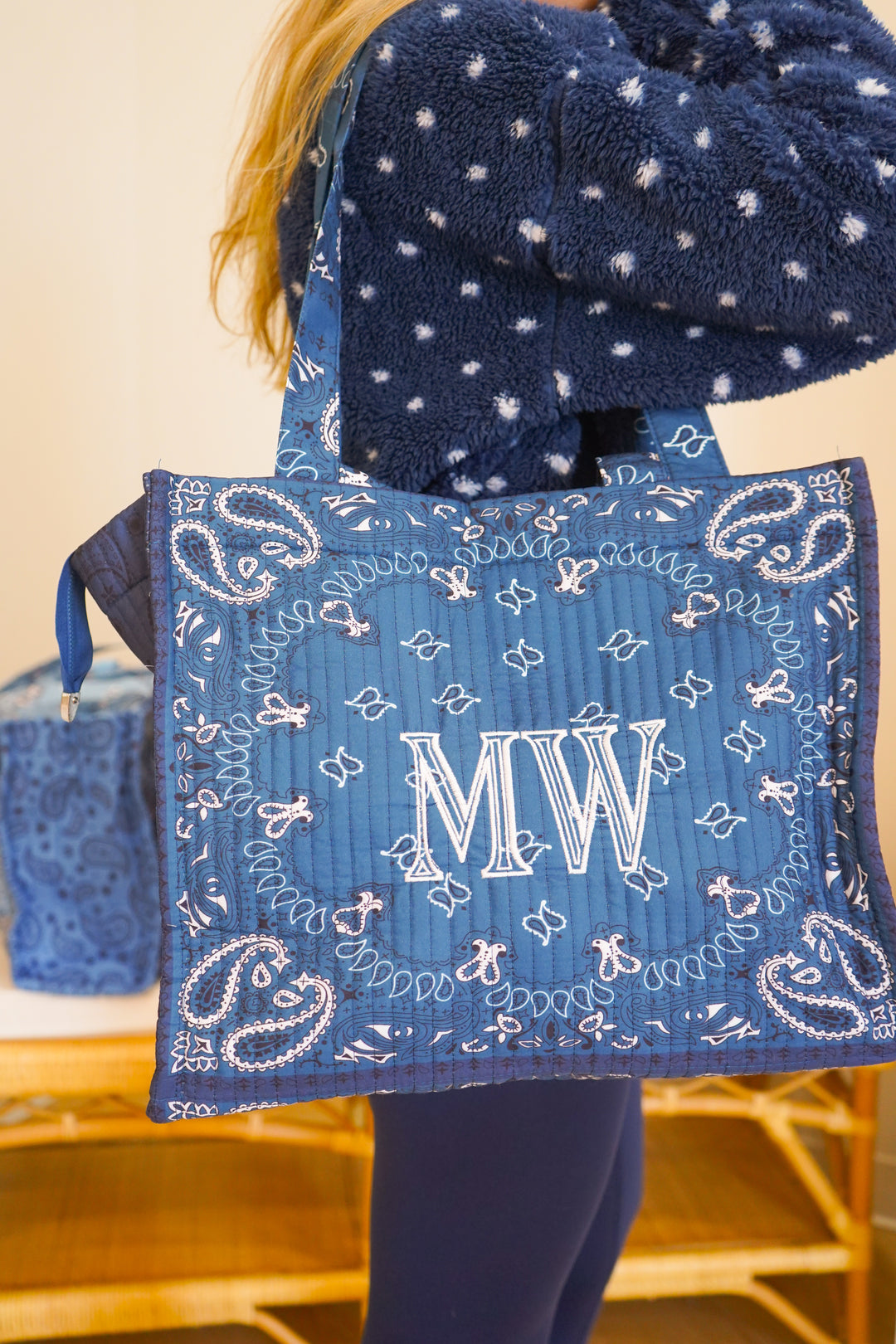 Bandana Paisley Block-Print Quilted Tote Bag