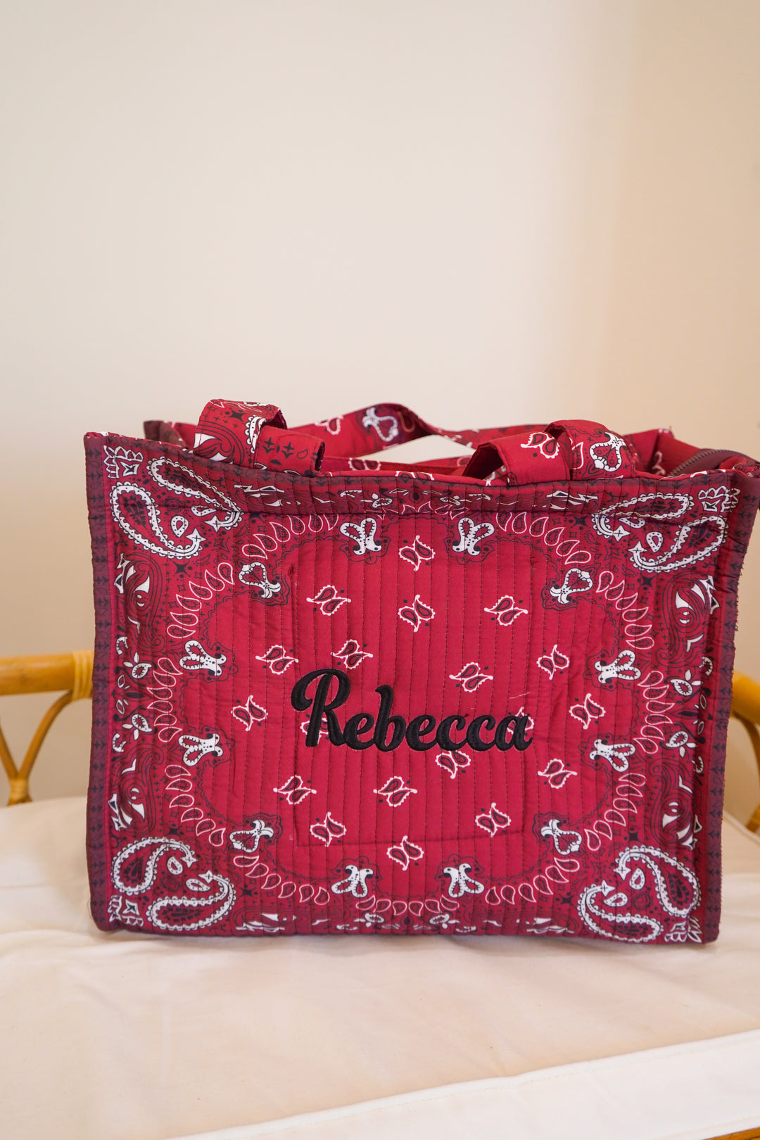 Bandana Paisley Block-Print Quilted Tote Bag