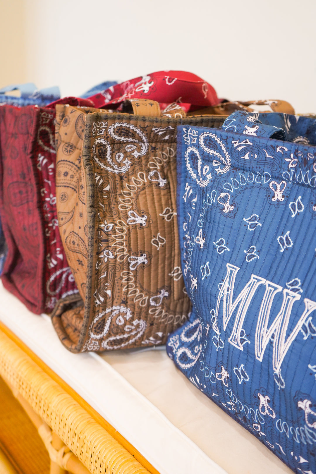 Bandana Paisley Block-Print Quilted Tote Bag