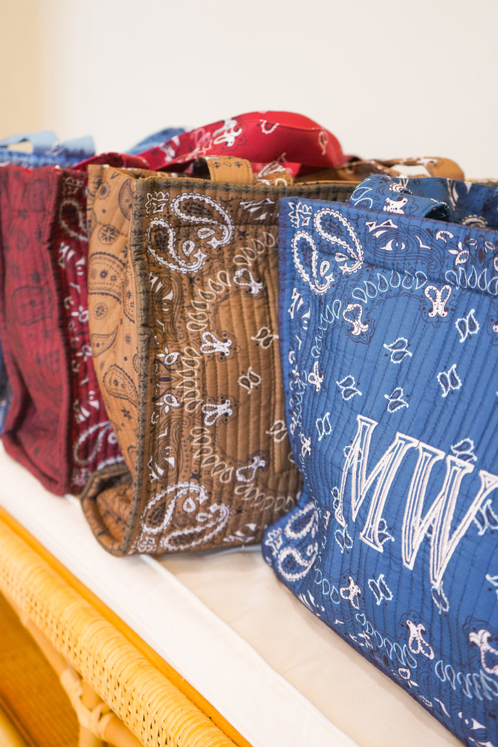 Bandana Paisley Block-Print Quilted Tote Bag