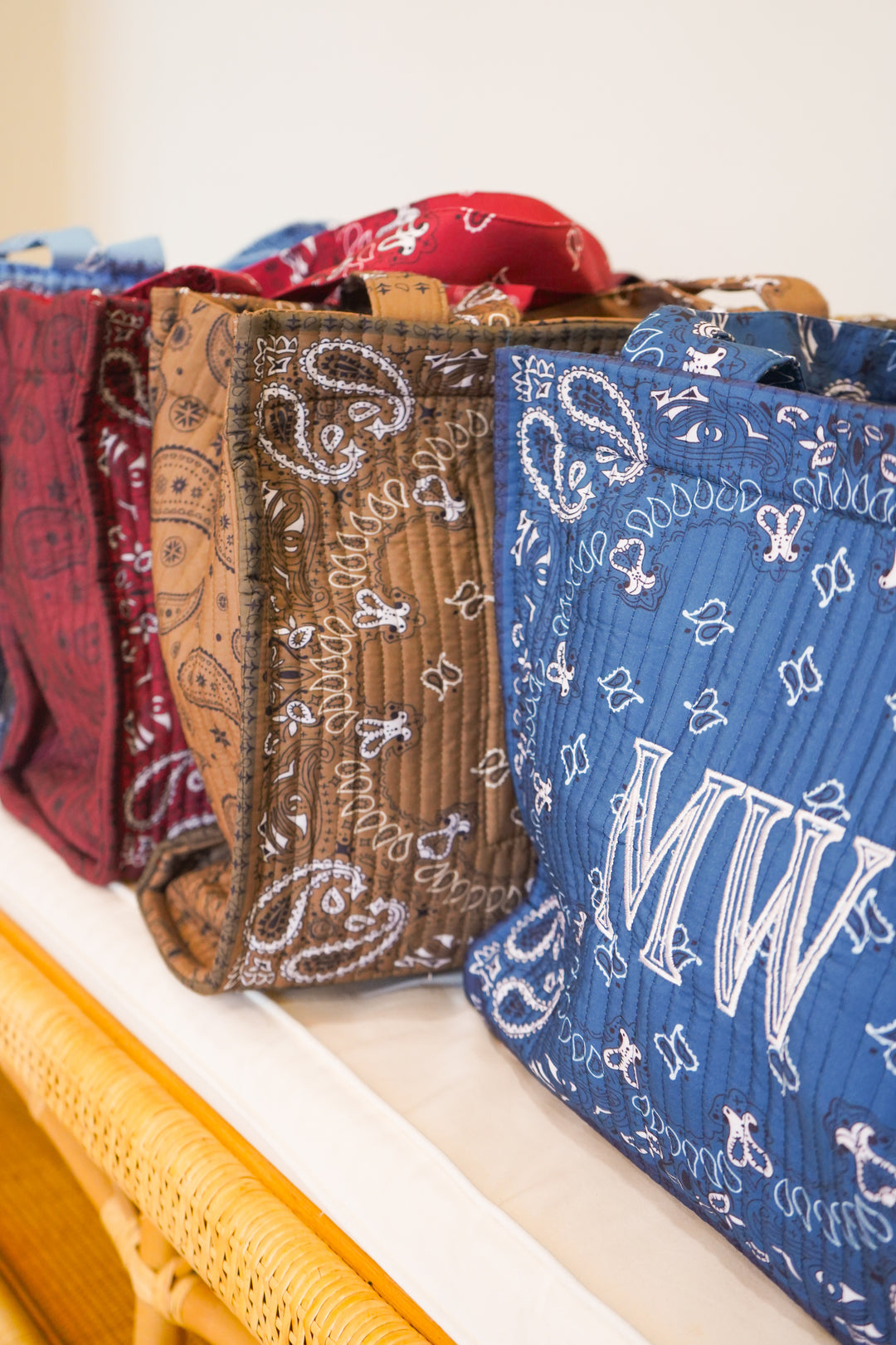 Bandana Paisley Block-Print Quilted Tote Bag