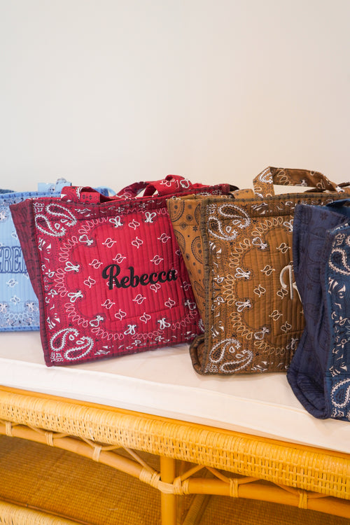 Bandana Paisley Block-Print Quilted Tote Bag