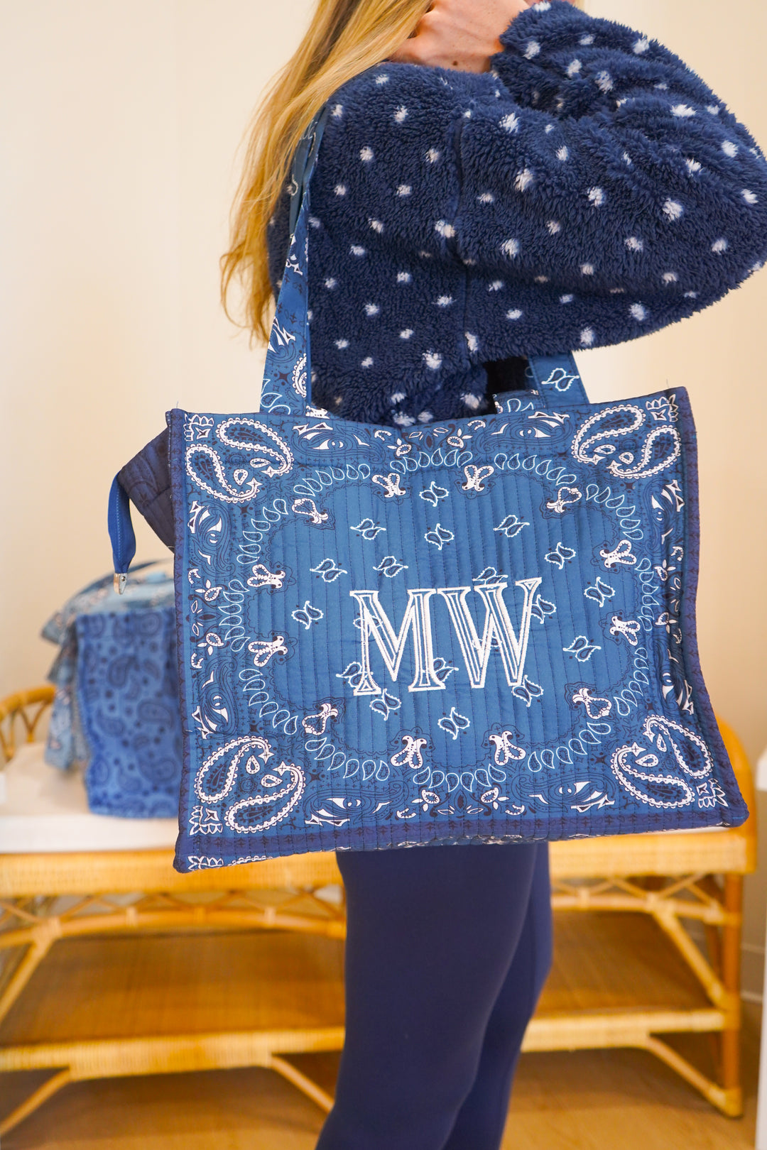Bandana Paisley Block-Print Quilted Tote Bag