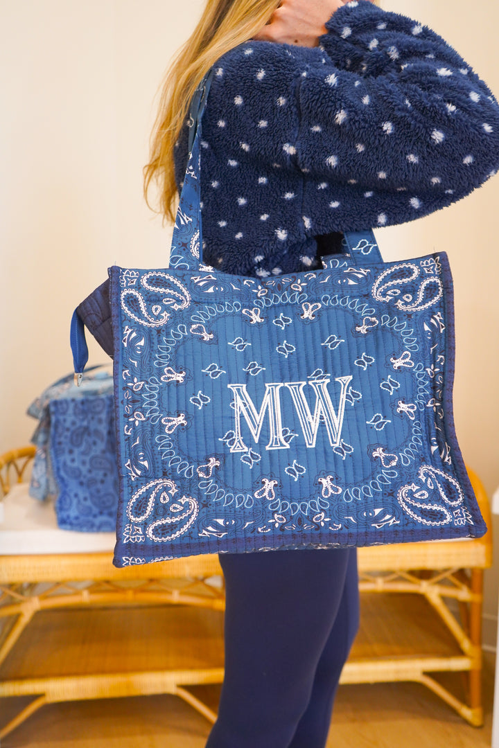 Bandana Paisley Block-Print Quilted Tote Bag