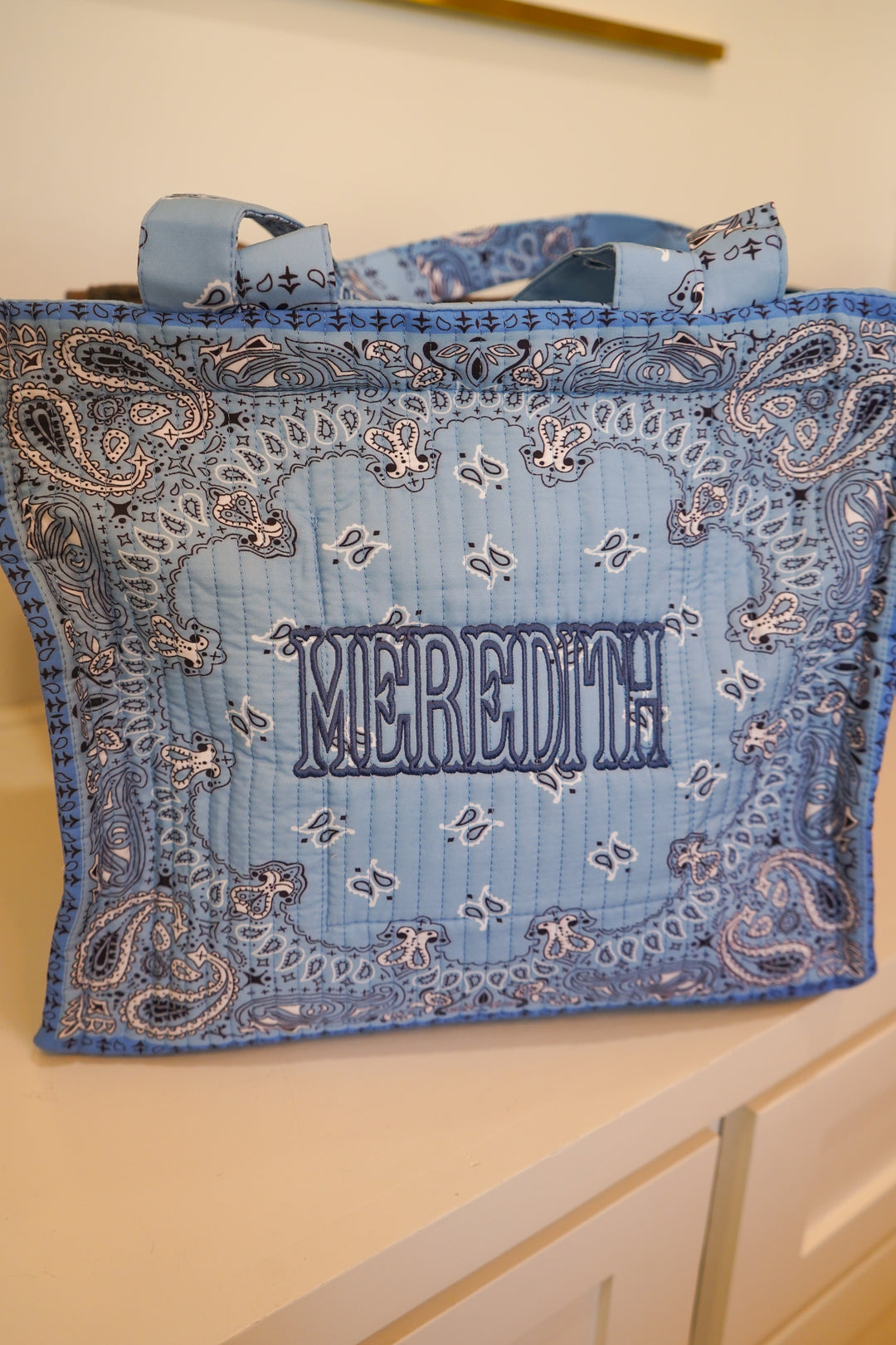 Bandana Paisley Block-Print Quilted Tote Bag