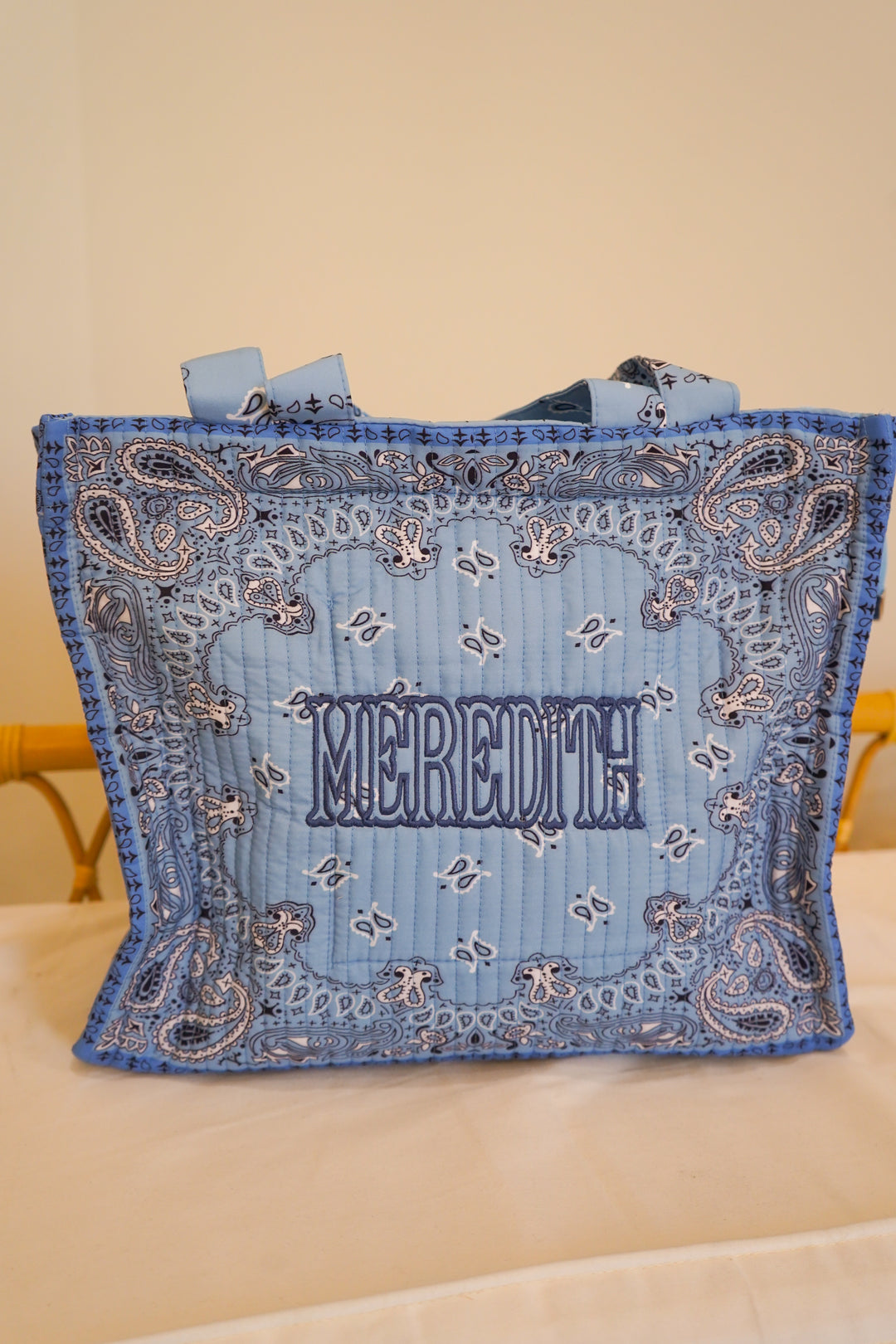 Bandana Paisley Block-Print Quilted Tote Bag