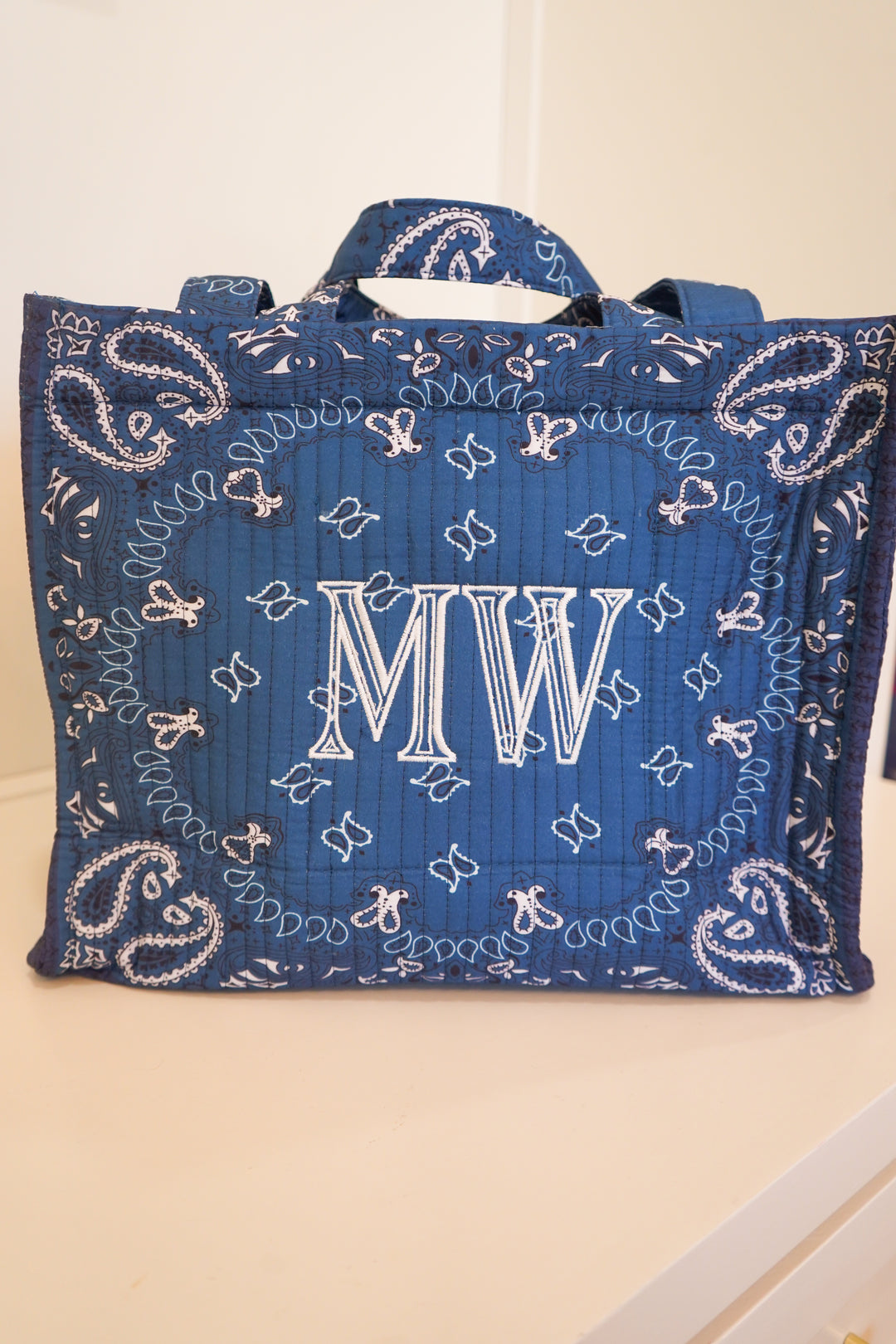 Bandana Paisley Block-Print Quilted Tote Bag