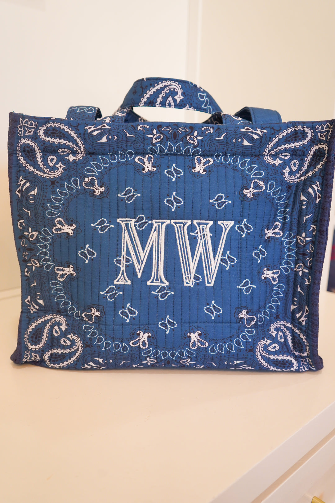 Bandana Paisley Block-Print Quilted Tote Bag