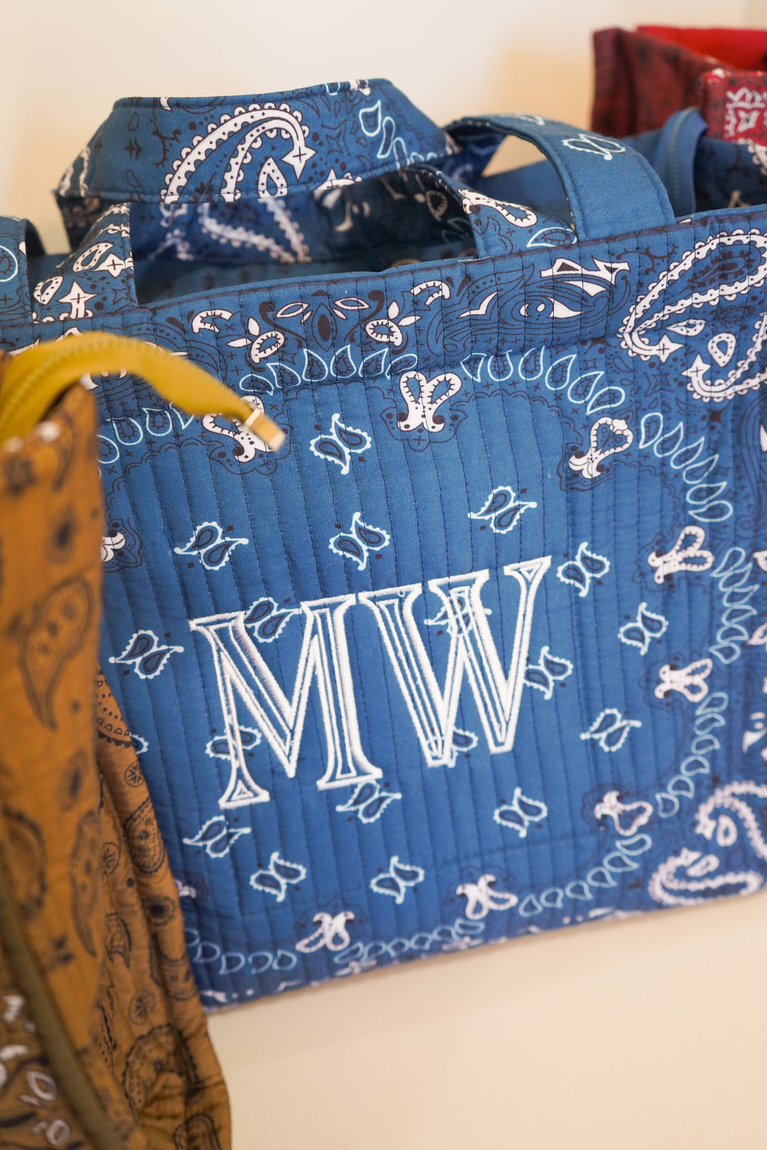 Bandana Paisley Block-Print Quilted Tote Bag