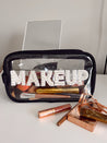 Black Clear Makeup Bag with Pearls - Large
