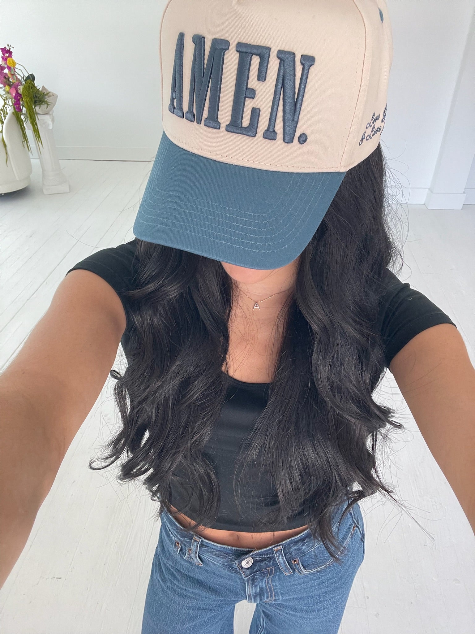 AMEN. - Slate Blue Vintage Trucker Hat – KenzKustomz