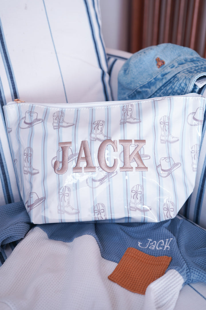 Western Blues Striped - Clear Coat Bag | Customizable