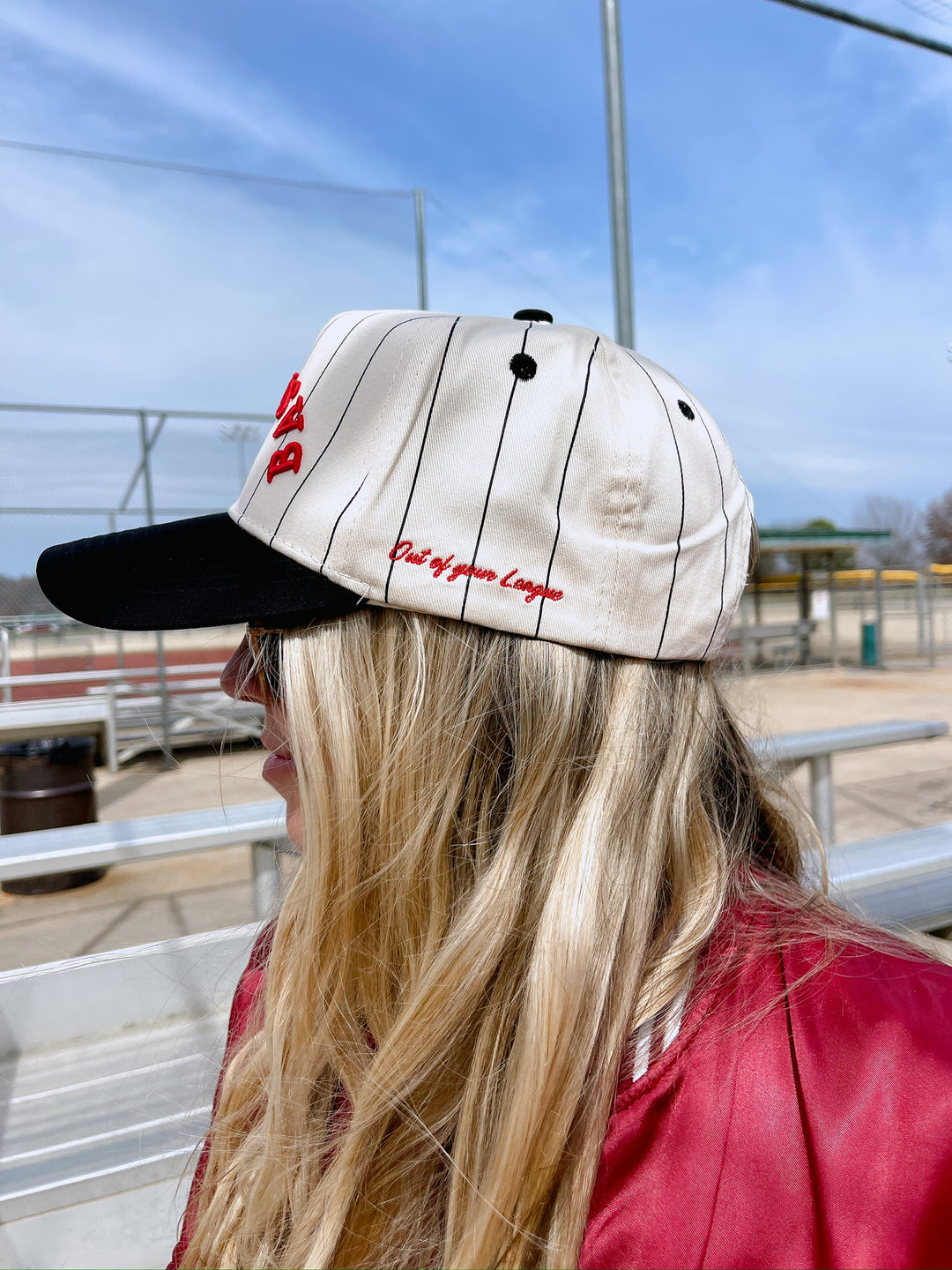 BASEBALL - Red on Black Stripe Vintage Hat - PREORDER