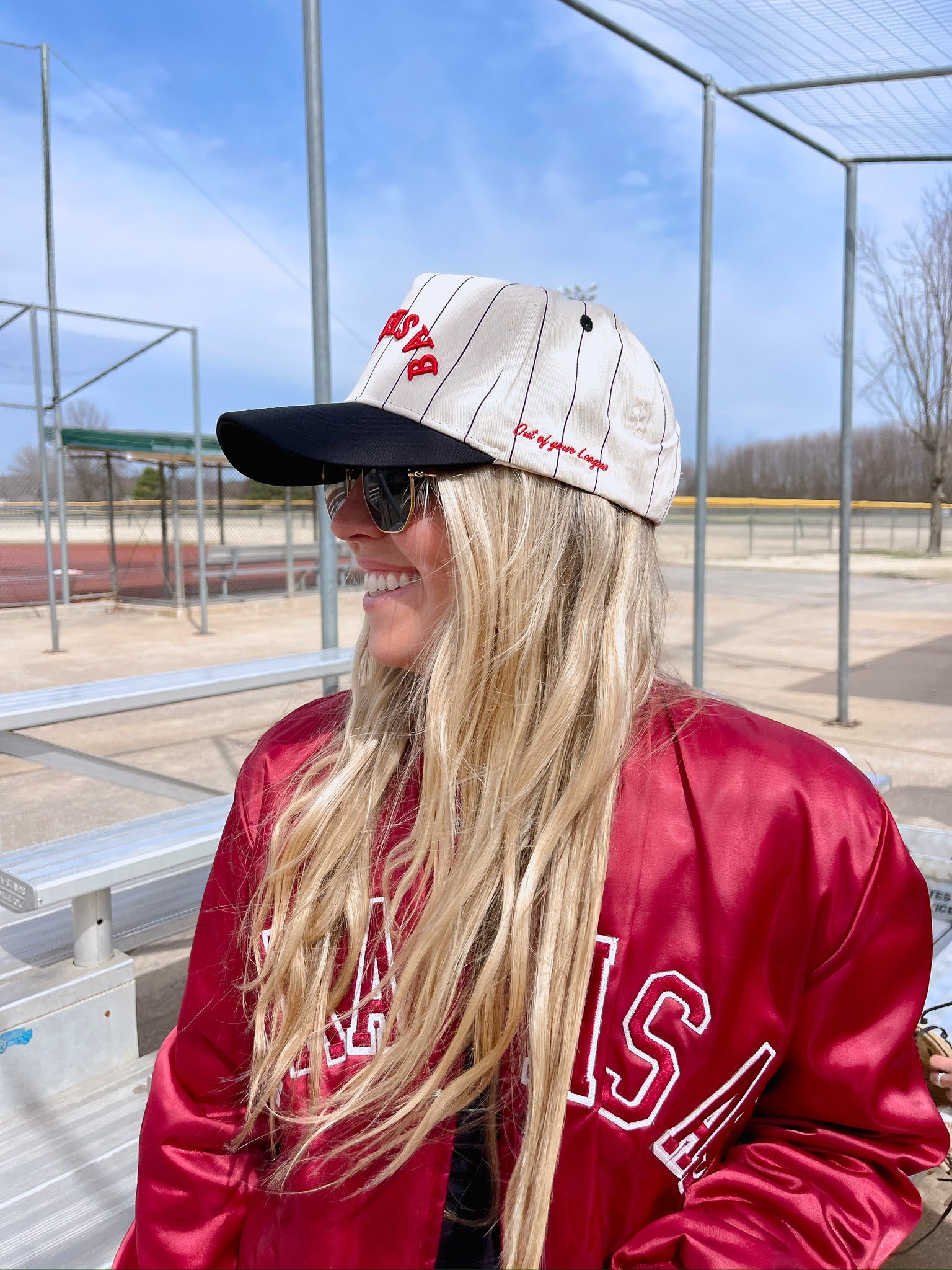 BASEBALL - Red on Black Stripe Vintage Hat - PREORDER – KenzKustomz