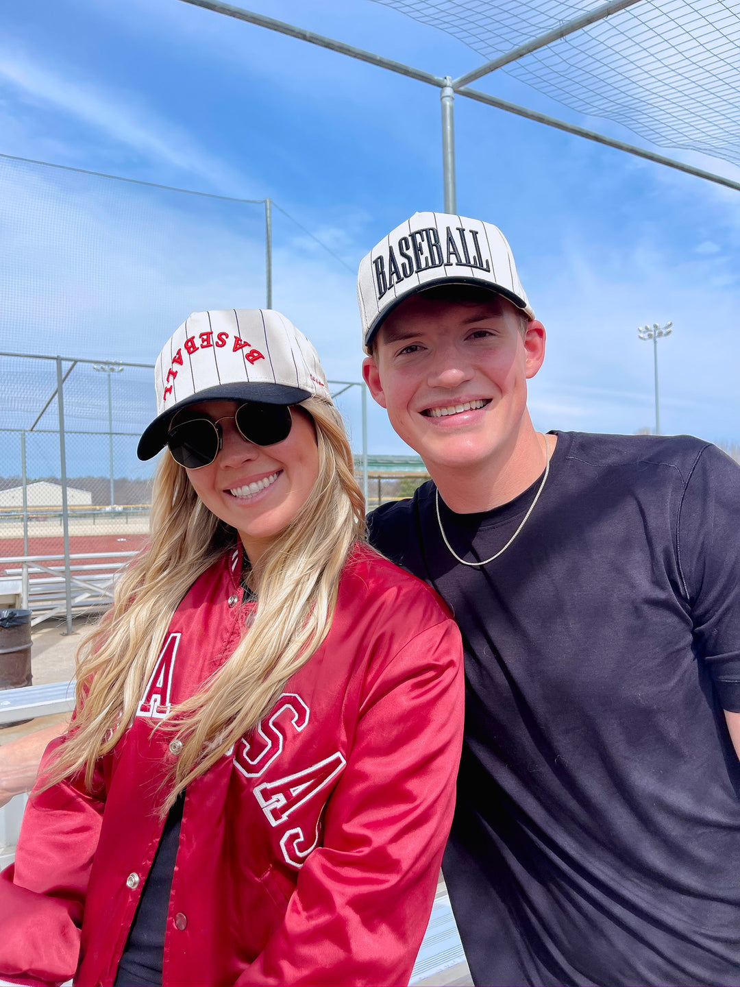 BASEBALL - Red on Black Stripe Vintage Hat - PREORDER