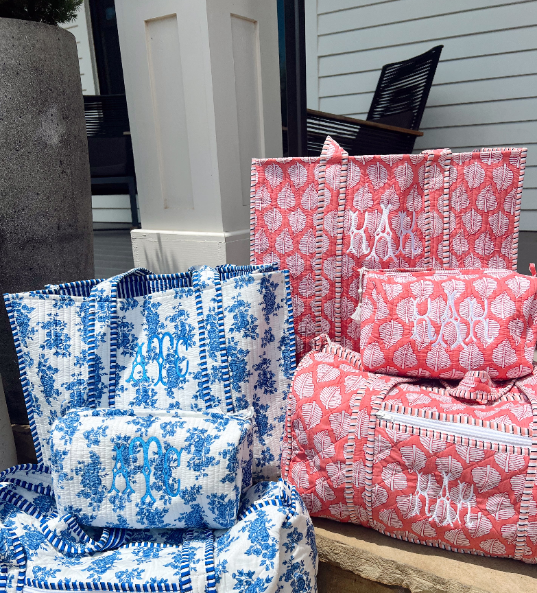 Quilted Block-Print Duffel Bag