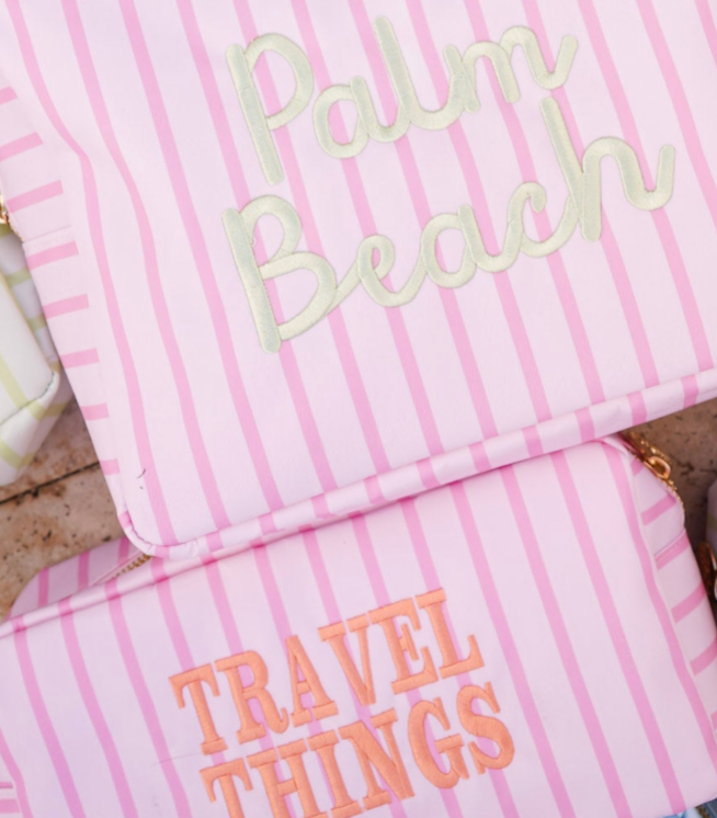 Nylon Striped Makeup Bag Collection | Customizable