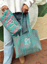 Quilted Block-Print Tote Bag