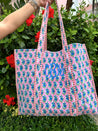 Quilted Block-Print Tote Bag