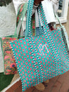 Quilted Block-Print Tote Bag