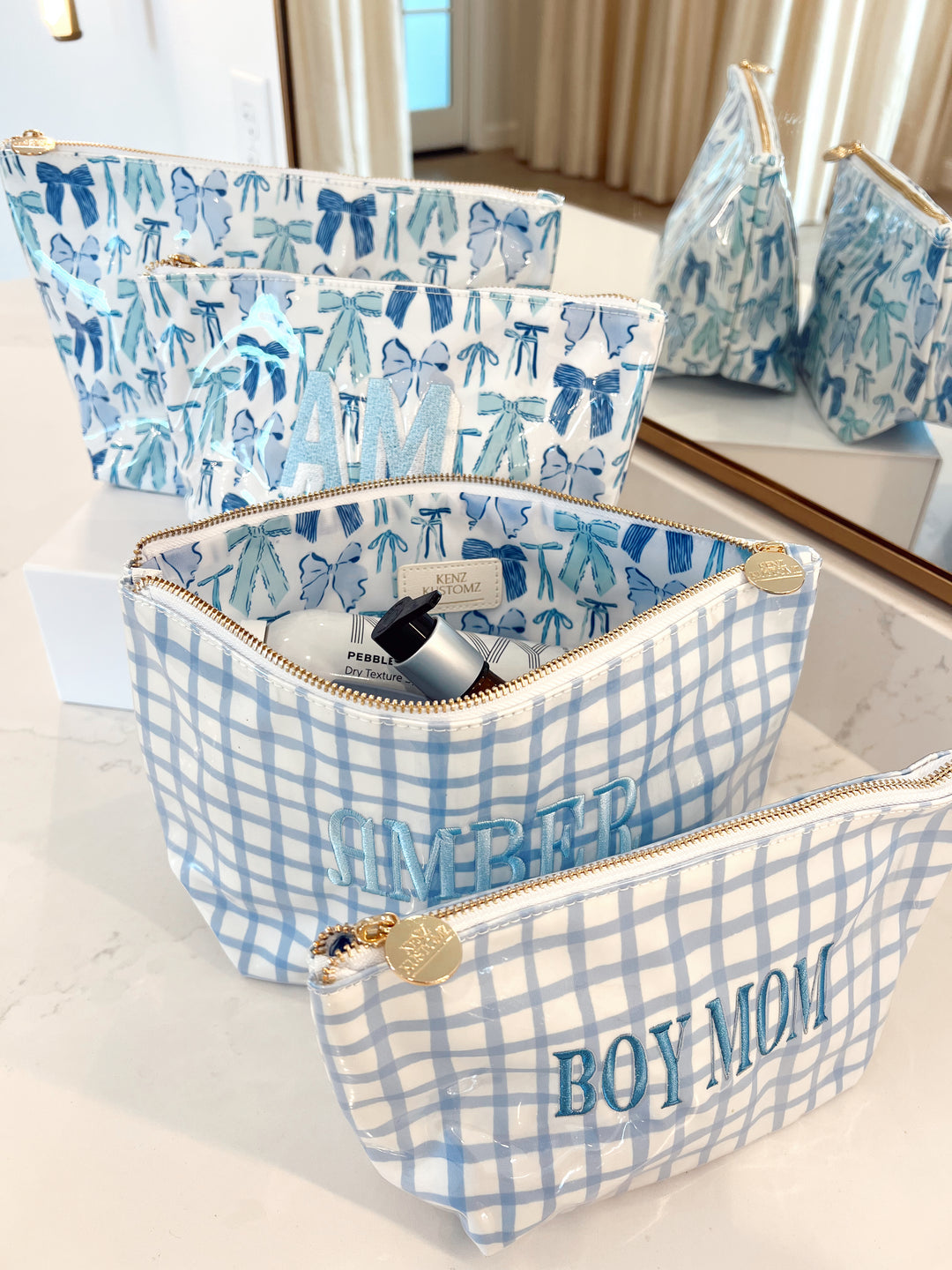customized clear travel toiletry bag Clear Coat Toiletry Bags for Customization Blue Trellis / Standard