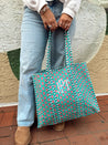 Quilted Block-Print Tote Bag