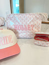 Pink + Blue Toile Clear Coat XL Toiletry Bag