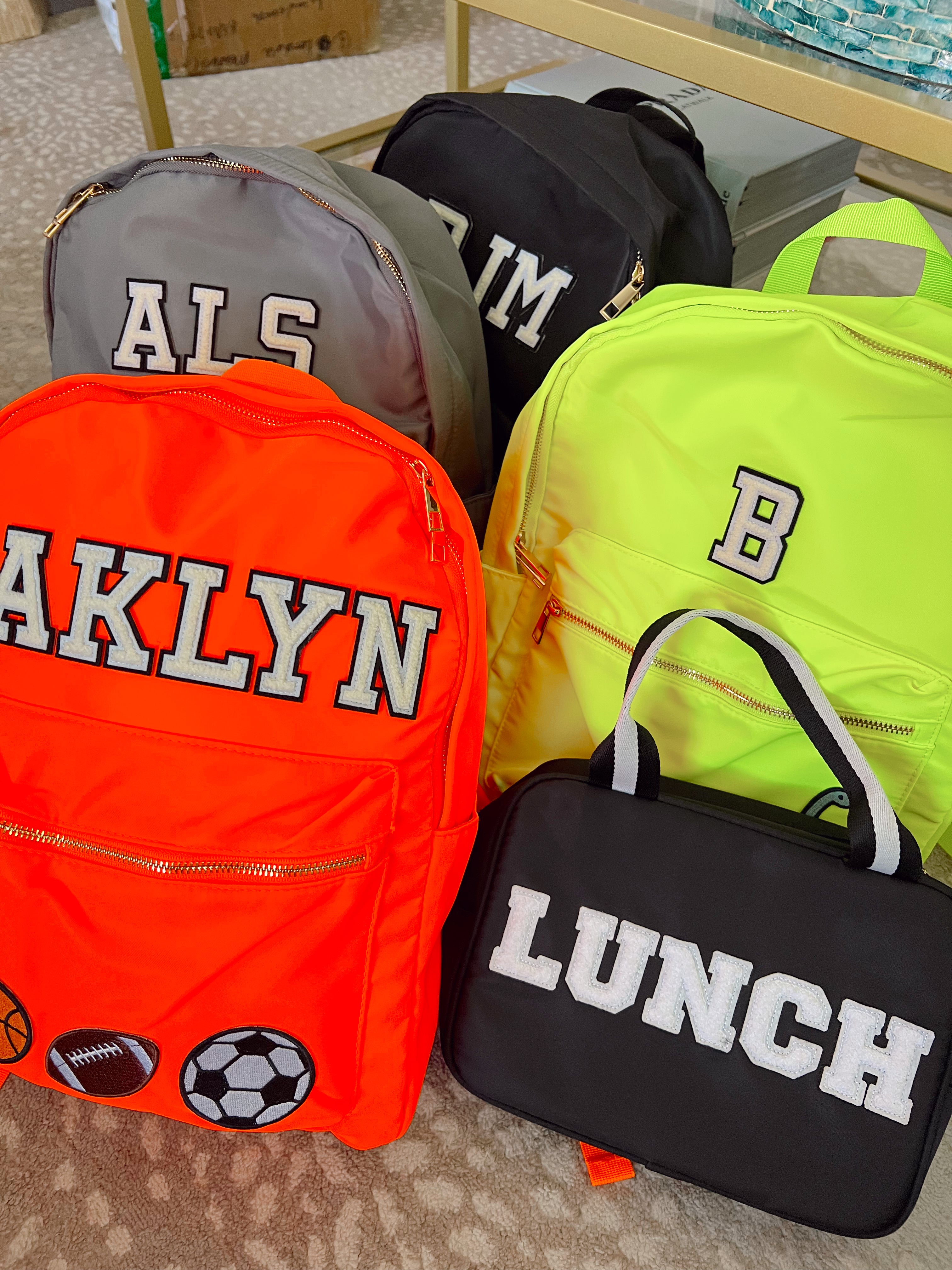【MUCENT】 FLENNE 2 POCKET NYLON BIG BACKPACK UNISEX Multi-Pocket Nylon Backpack Black + Custom Set Fuchsia